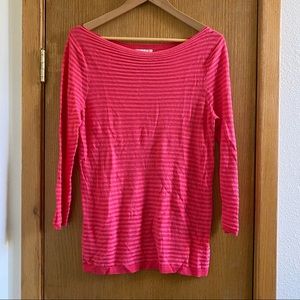 LOFT • Beautiful Lipstick Pink Subtle Stripe Top - Size M